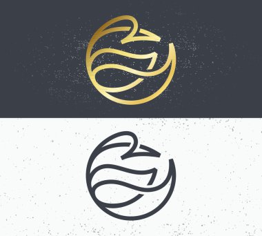 Doğanın iki vektör sembolü, çizgi kuş logosu