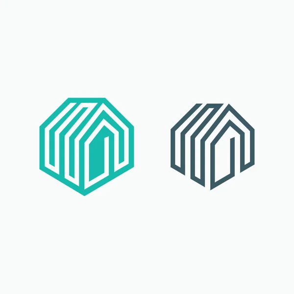 Logotipo de la casa de línea mono, icono. Dos símbolos monocromáticos . — Vector de stock