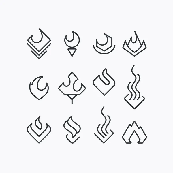 Vector set of flame and fire symbols — Stock Vector