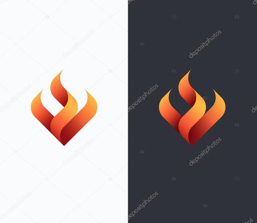 Fire, flame concept, vector isolated conceptual symbol, logo, logotype.