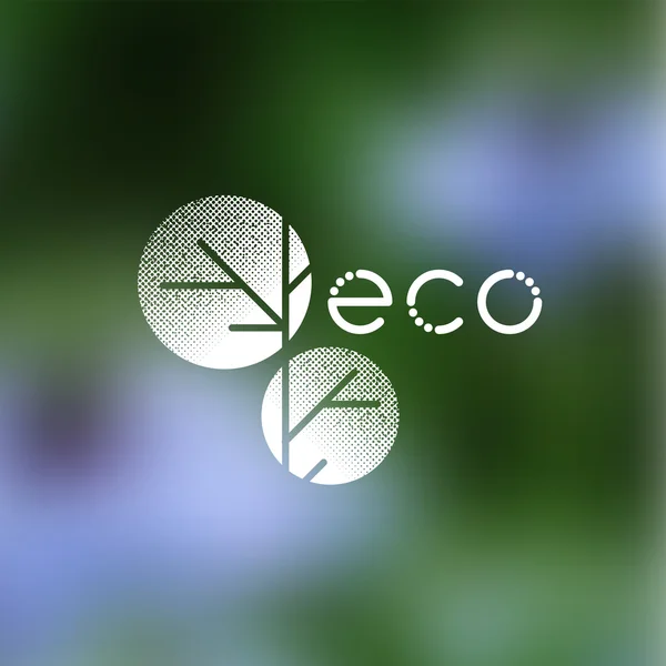 White vector symbol for ecological, natural concept on a blurry — 图库矢量图片