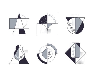 Satır ağaç simgeleri kümesi ile grafiksel bileşimler. 