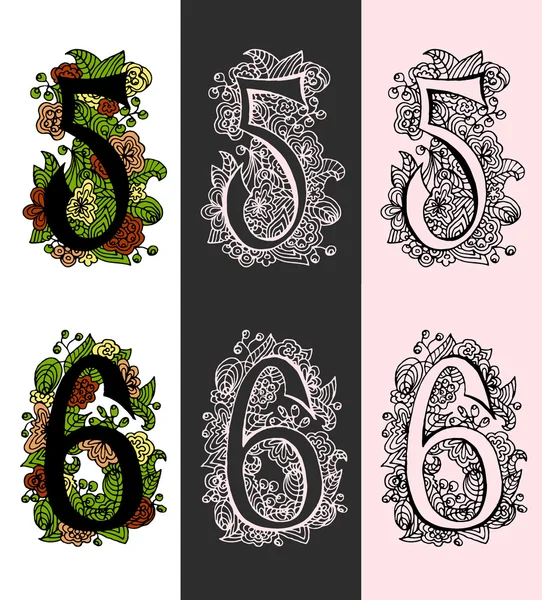 Serie vettoriale di numeri decorativi — Vettoriale Stock