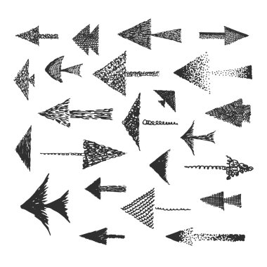 El çizilmiş oklar kümesi