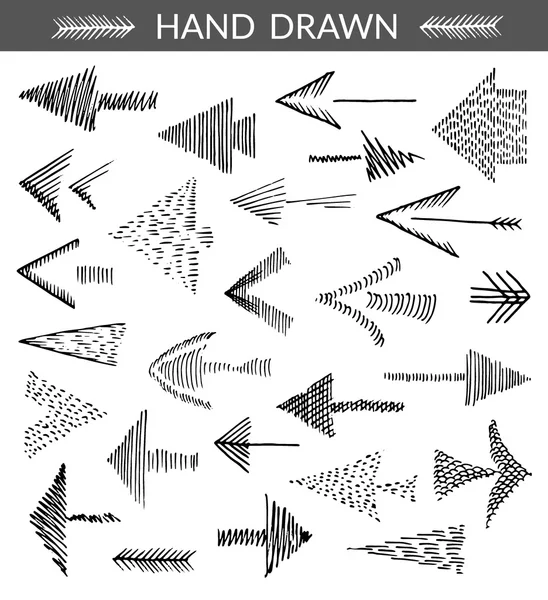 Set of hand drawn arrows — Stock Vector