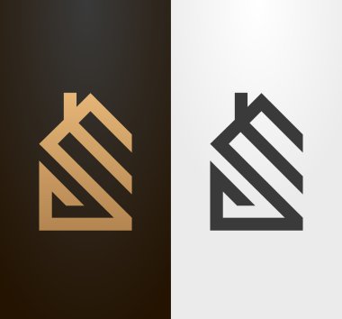 Basit çizgi ev logo, simgesi. 