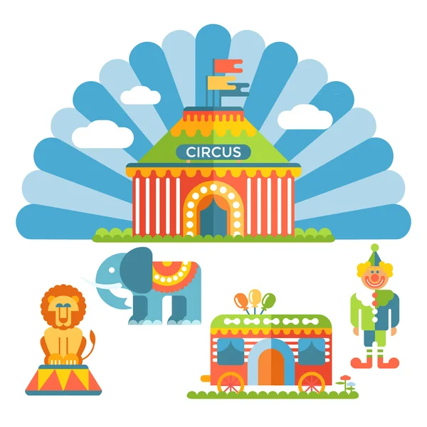 Векторный плоский цирк и элементы дизайна — стоковый вектор