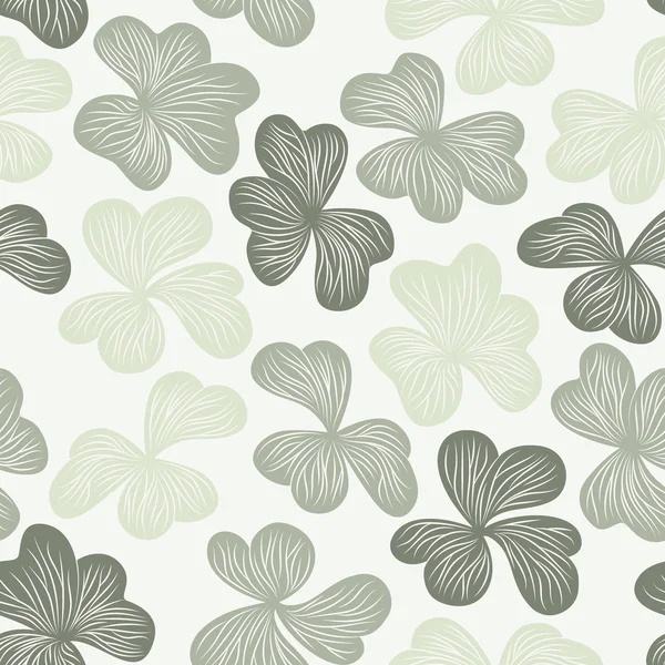 Graphical clover leaves seamless pattern - Stok Vektor
