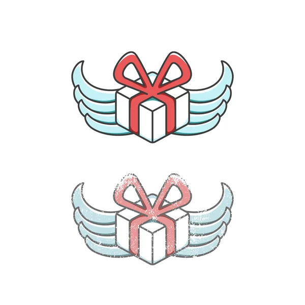 Cadeau met vleugels symbool — Stockvector