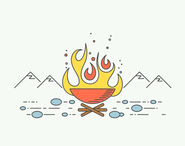 Illustration graphique du feu de camp — Image vectorielle