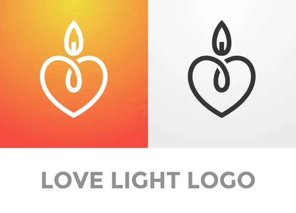 Heart candle light logo — Stock Vector