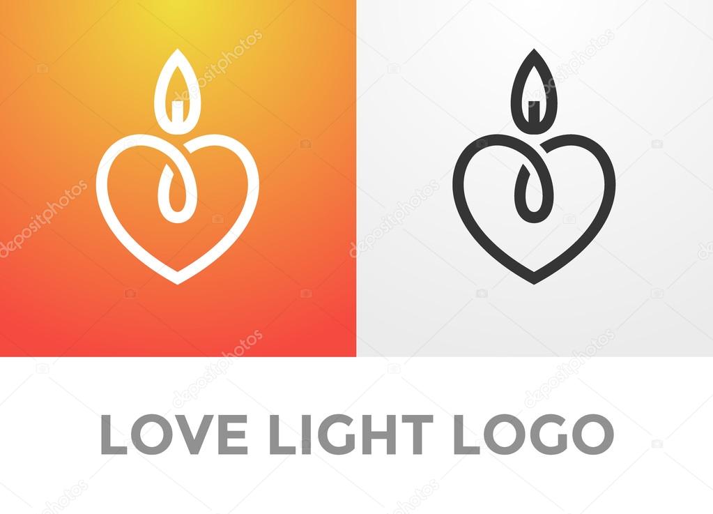 Candle light romantic logo, symbol of kind and tender heart, love and charity emblem