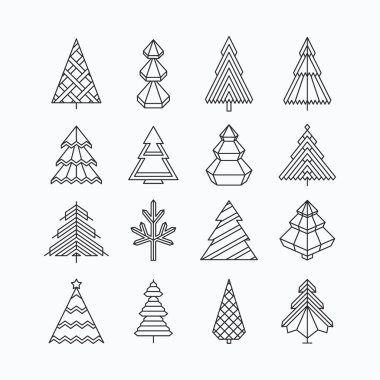 Grafik Noel ağacı hazır, hipster doğrusal stili