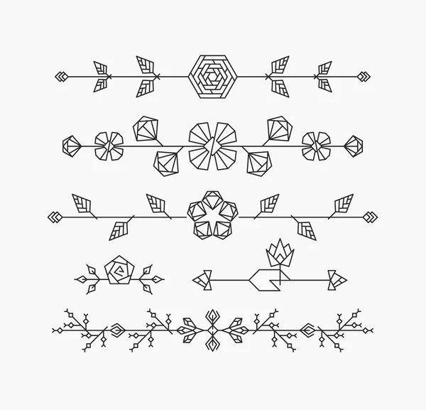 Elementos geométricos de diseño floral — Vector de stock