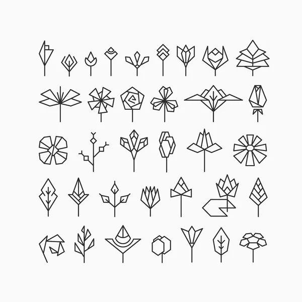 Hipster flores geométricas, elementos de diseño floral — Archivo Imágenes Vectoriales