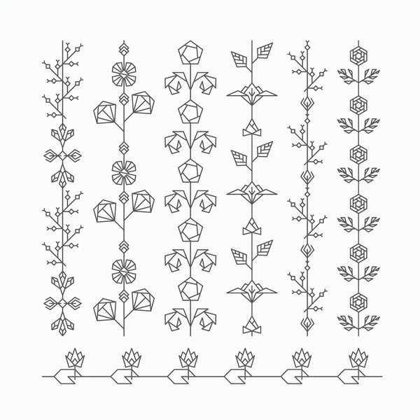 Reihe nahtloser geometrischer floraler Ornamente — Stockvektor