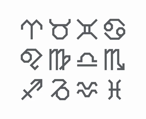 Signes zodiacaux linéaires simples — Image vectorielle