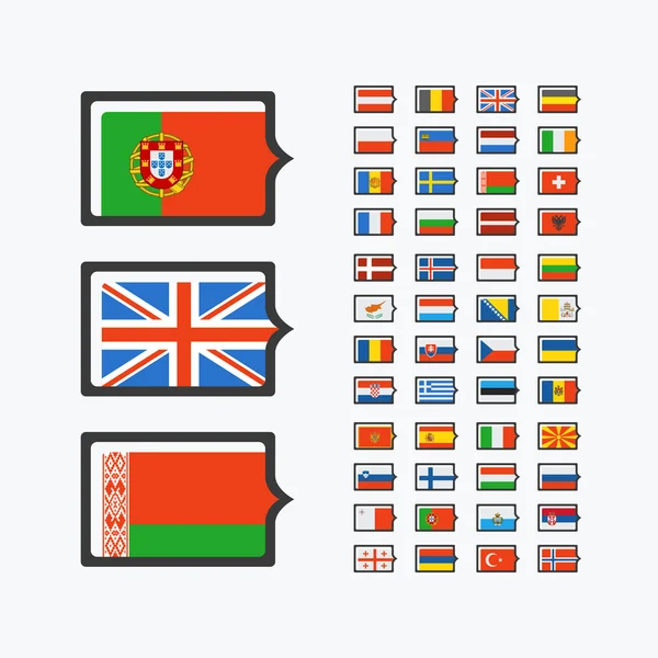 Banderas de Europa, conjunto de iconos planos vectoriales — Vector de stock