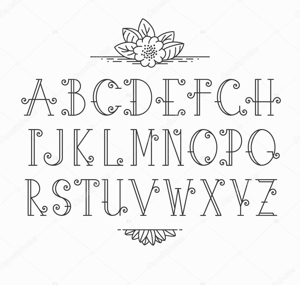 Line vector decorative font Stock Vector by ©Zubroffka 80225826