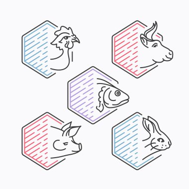 Meats line icons' set