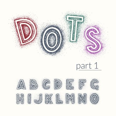 Hand drawn by dotted hatching latin vector font