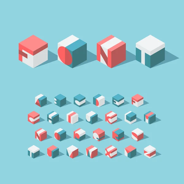 Vector isometric cubical alphabet. Latin typeface. — Διανυσματικό Αρχείο