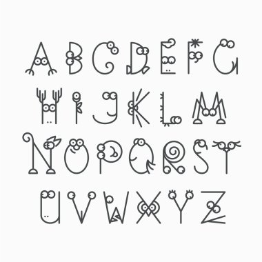 Cute line latin alphabet