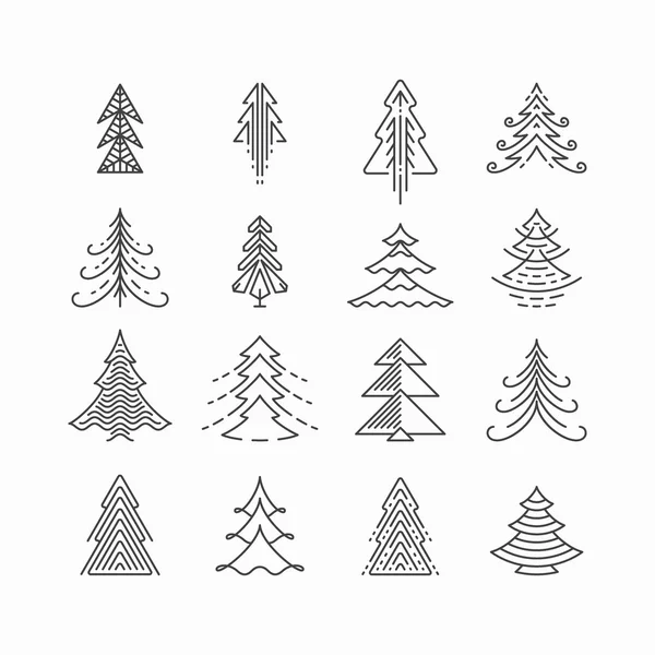 Sapin de Noël graphique, style linéaire hipster — Image vectorielle