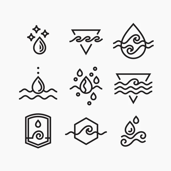 Vector line set of water symbols — Stock Vector