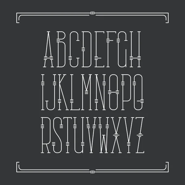 飾り付きの線のフォントです。モノラインのセリフのラテン系のアルファベット. — ストックベクタ