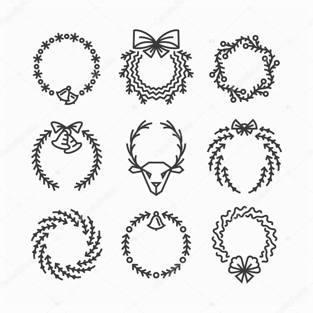 35+ Trends For Christmas Wreath Line Drawing | Tasya Baby