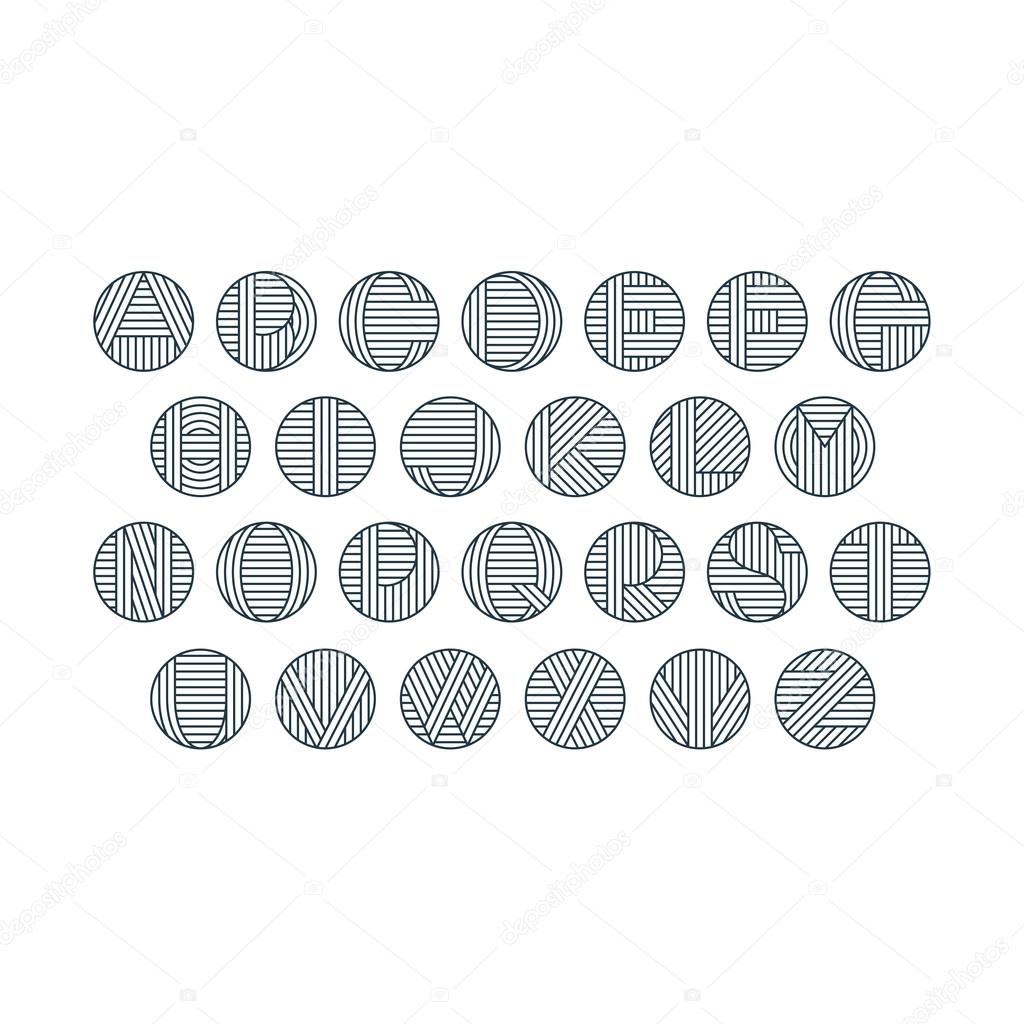 Decorative line font. Round monochromatic modern monograms.