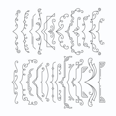 Set of line monochromatic graphical braces  clipart