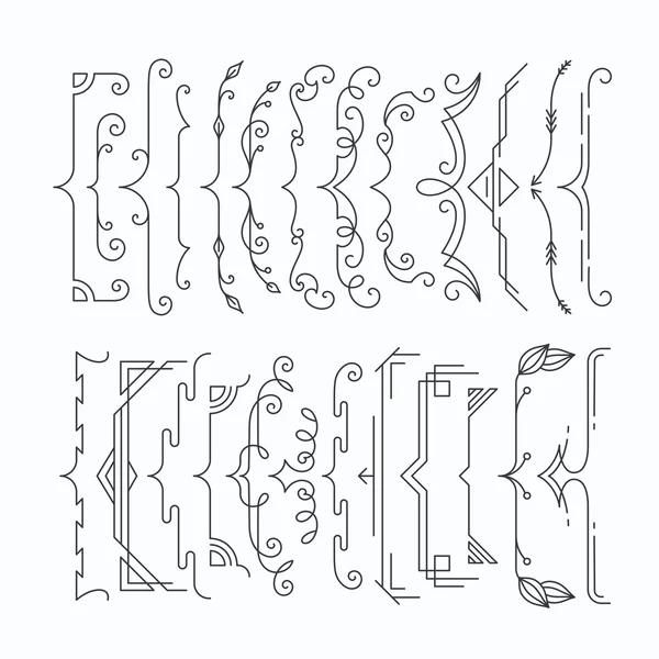 Zestaw linii monochromatycznego graficznego szelki — Wektor stockowy