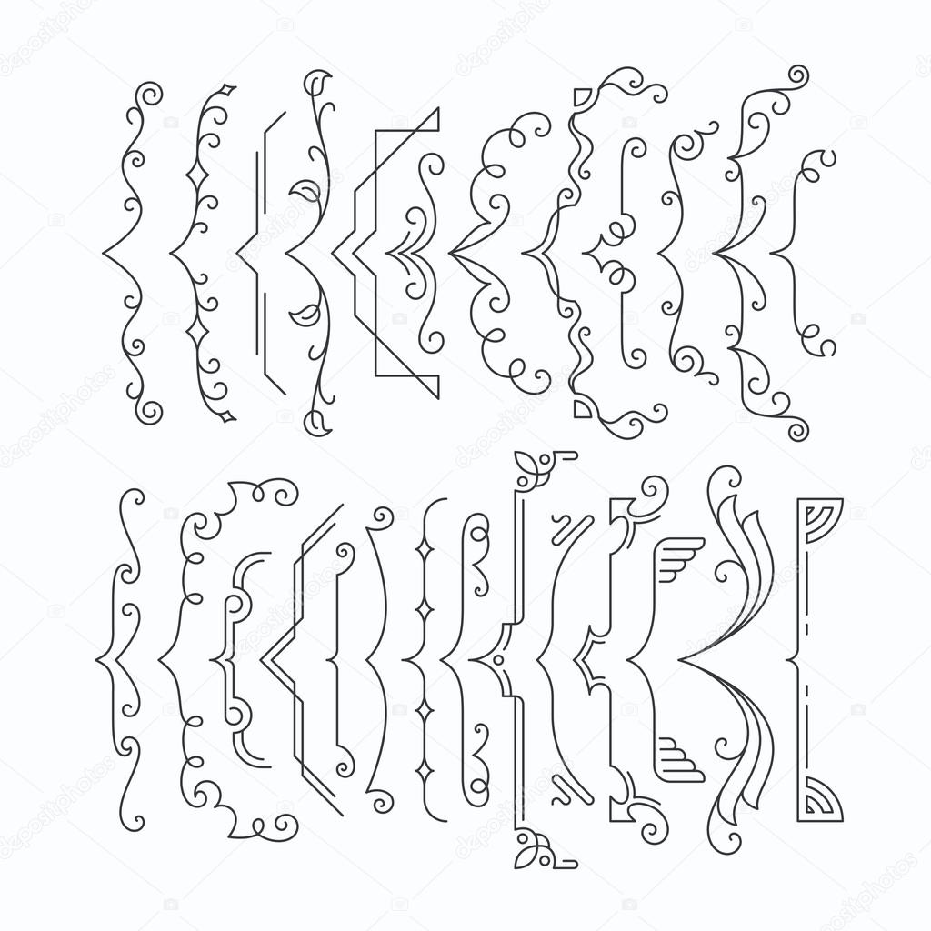 Set of line monochromatic graphical braces 