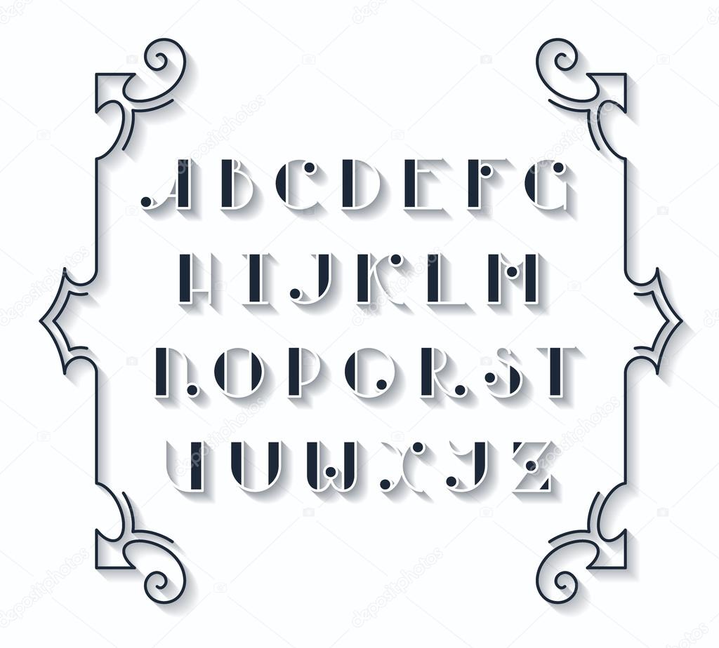 Latin elegant typescript. Capital letters