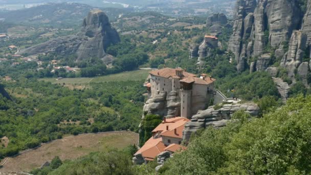 Meteora Grecia, monastero Roussano e San Nicola — Video Stock