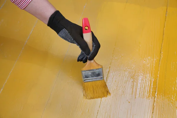 Home renovation, floor painting — Stock Photo, Image