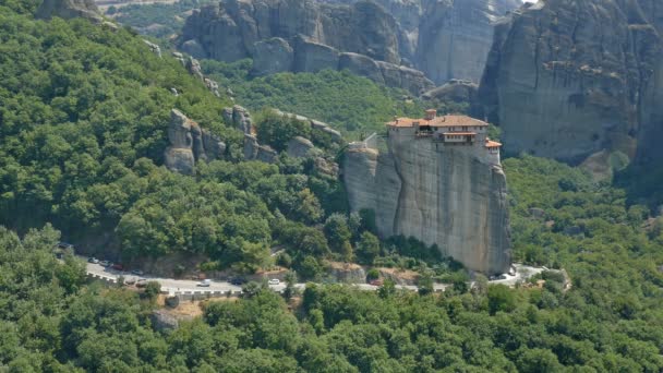 Klooster Heilige Roussano, Meteora, Griekenland Thessalia — Stockvideo