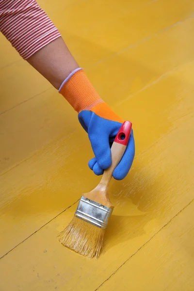 Renovering, golv målning — Stockfoto