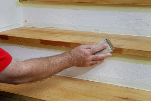 Escaleras de madera lijado — Foto de Stock