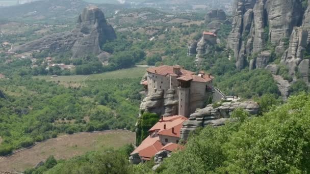 Manastır Roussano, Meteora, Yunanistan Thessaly — Stok video
