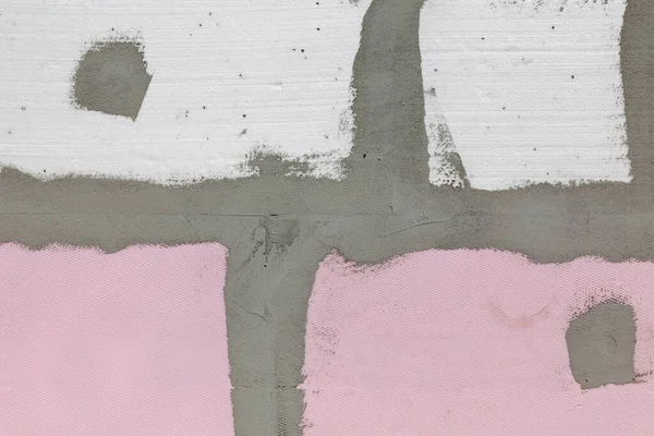 Styropor Polystyrol Wärmedämmung Wand Teilweise Mit Zement Verkleidet Haussanierung — Stockfoto