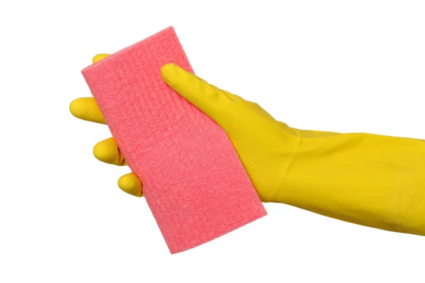 Cleaning equipment, sponge rag in hand — Stock Photo, Image