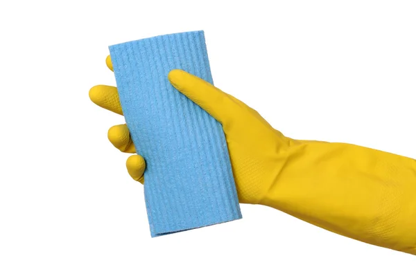 Cleaning equipment, sponge rag in hand — Stock Photo, Image