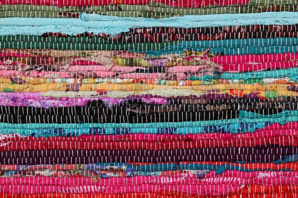 Recycling, handmade colorful ethnic retro rug — Stock Photo, Image