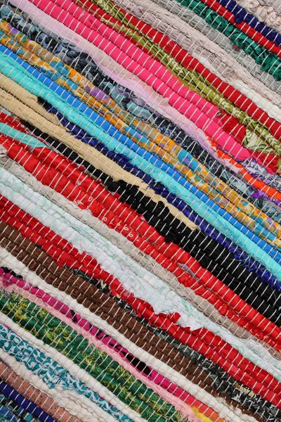 Recycling, handmade colorful ethnic retro rug — Stock Photo, Image