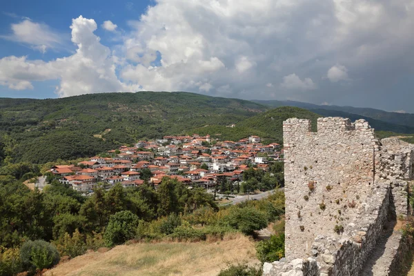 Vista do castelo de Platamonas para o Novo Panteleimon, Nea Paneleimonas — Fotografia de Stock