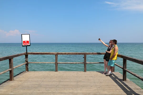 Selfie στην παραλία Ελλάδα — Φωτογραφία Αρχείου