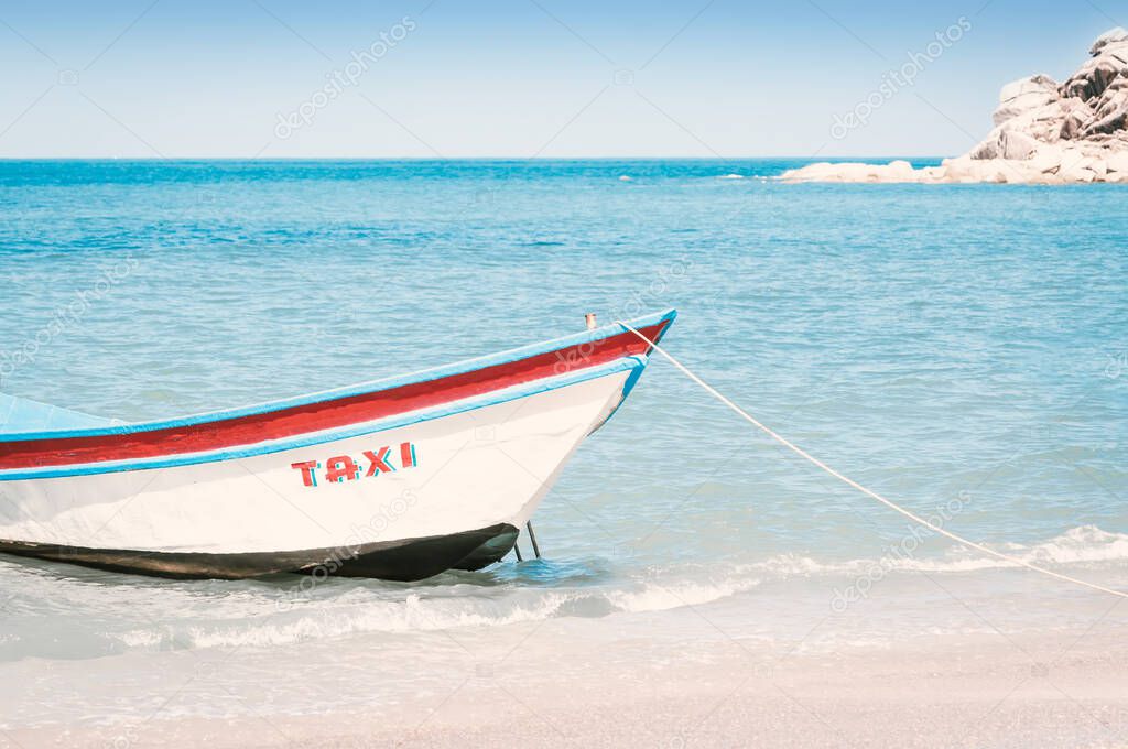 Taxiboat parking on the beach, Koh Phangan, Thailand